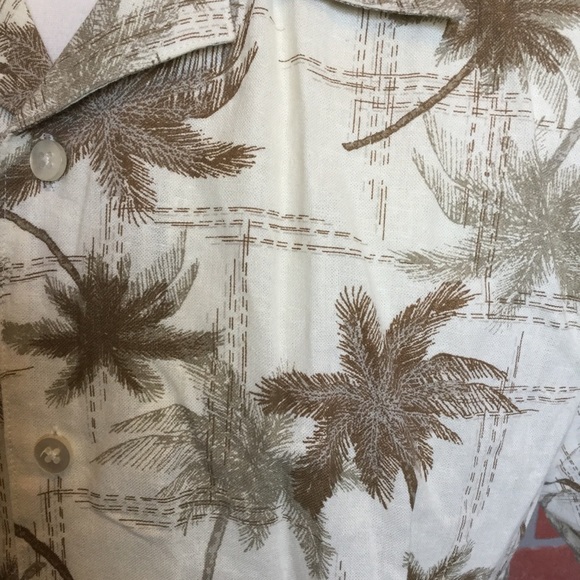 Saddlebred Mens Linen Hawaiian Shirt Size M Palm Trees Tropical Vacation Beach - Picture 3 of 5